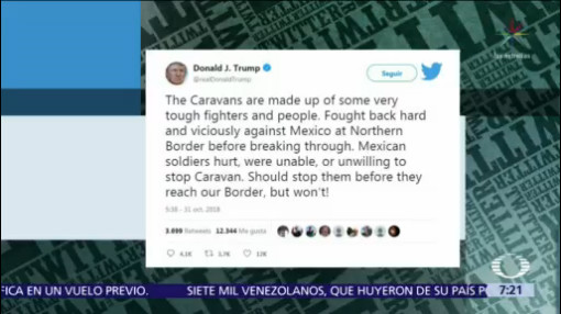Trump afirma que moviliza militares a frontera de EU con México