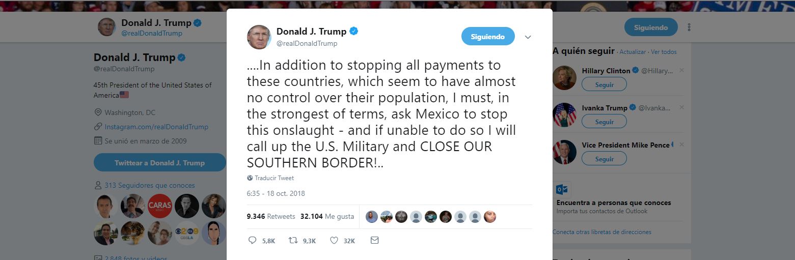 Trump amenaza con cerrar la frontera sur con Méxic