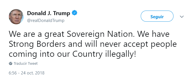 Trump tuitea sobre migración ilegal. (@realDonaldTrump)