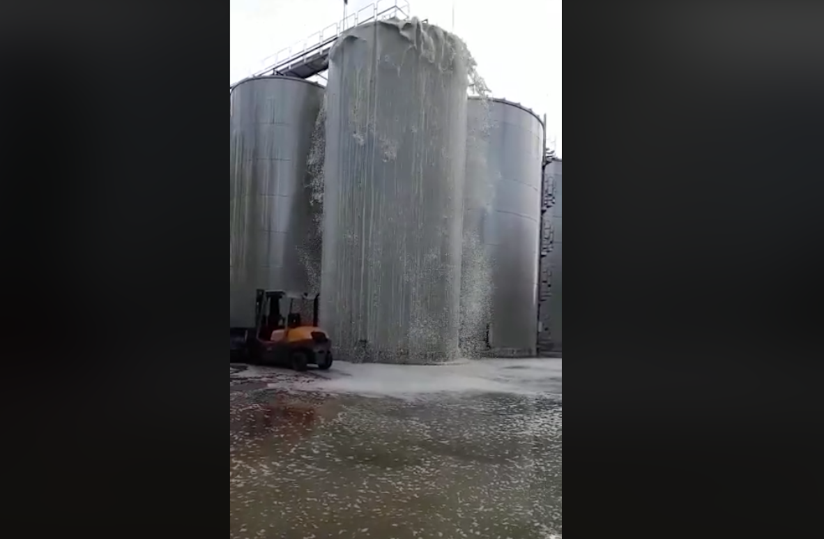 VIDEO: 30 mil litros de vino se desparraman de contenedor que explotó