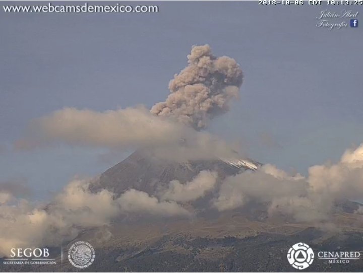 Volcán Popocatépetl registra 67 exhalaciones en últimas 24 horas
