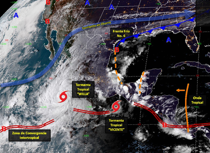 ‘Vicente’ y ‘Willa’ provocan tormentas fuertes en ocho estados