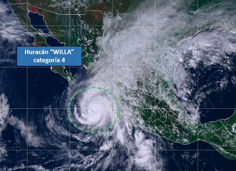'Willa' se degrada a categoría 4; emiten declaratoria de emergencia en Sinaloa y Nayarit