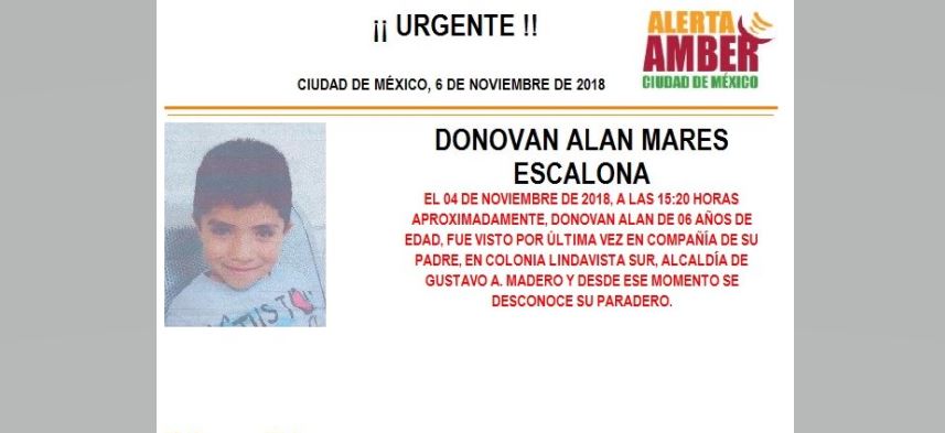 Alerta Amber: Ayuda a localizar a Donovan Alan Mares Escalona