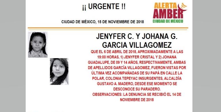 Alerta Amber Jenyfer Cristal Johana Guadalupe García Villagómez