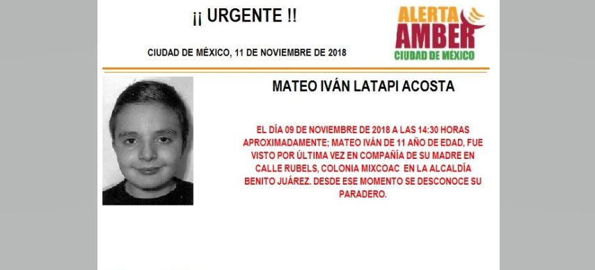Alerta Amber Mateo Iván Latapi Acosta