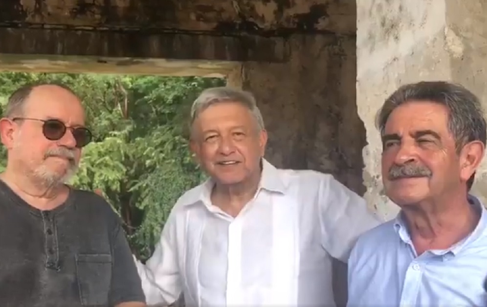 AMLO ‘carga pilas’ en Palenque con sus amigos, Silvio Rodríguez y el presidente de la Cantabria
