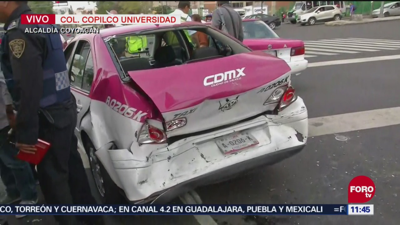 Choque de 4 lesionados en avenida Copilco, CDMX