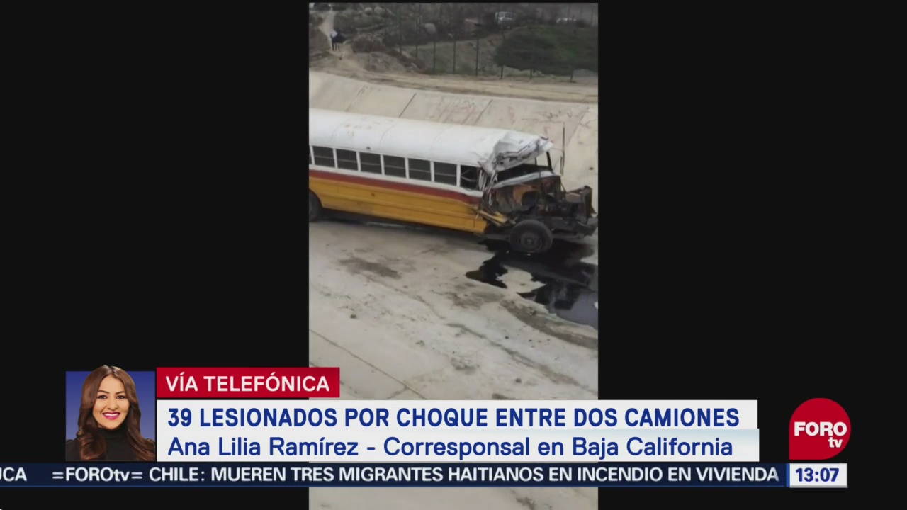 Choque entre dos camiones deja 39 lesionados en Baja California
