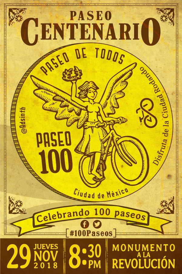 Paseo Nocturno Ciclistas de la CDMX celebran 100 rodadas
