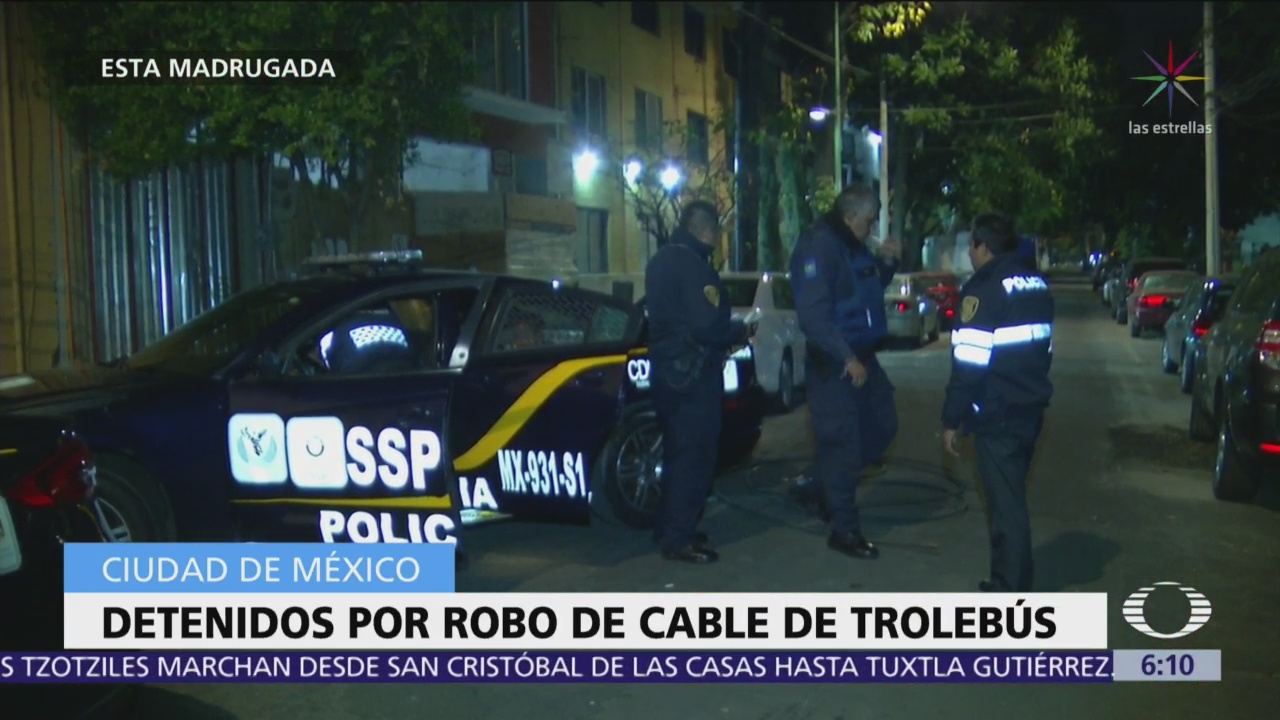 Detienen a dos hombres por robar cable del Trolebús en la CDMX