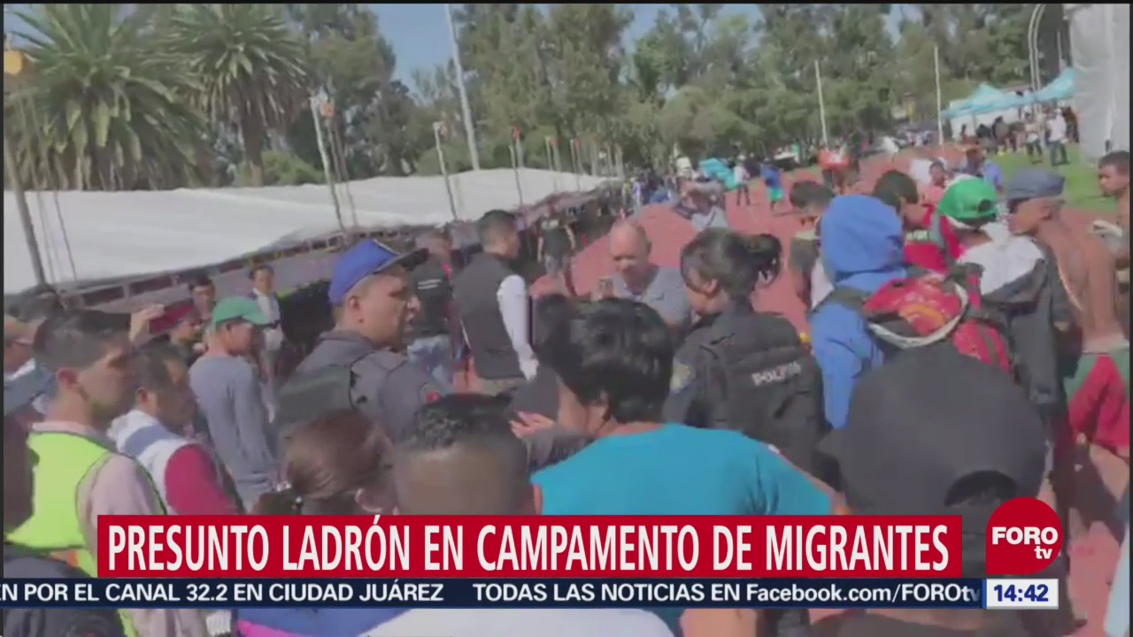Detienen a presunto ladrón en campamento de caravana migrante