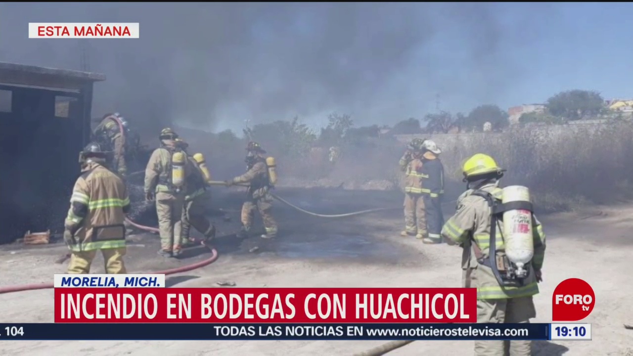 Incendio en bodegas con huachicol en Morelia, Michoacán