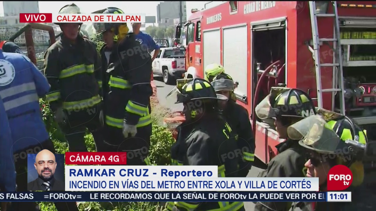Incendio se registra en vías del Metro de la Línea 2 entre Xola y Villa de Cortés