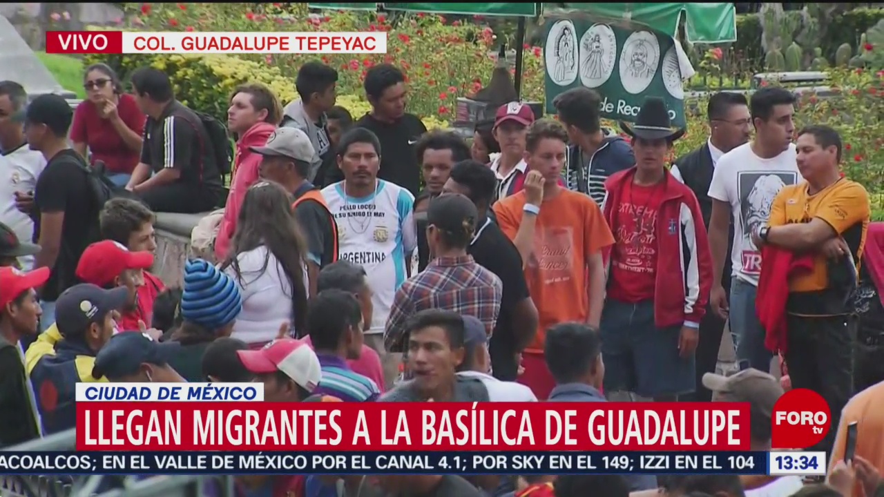Llegan migrantes en la Basílica de Guadalupe, CDMX