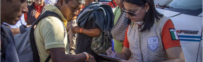 Miembros de caravana migrante reciben tarjetas de identificación en Tijuana