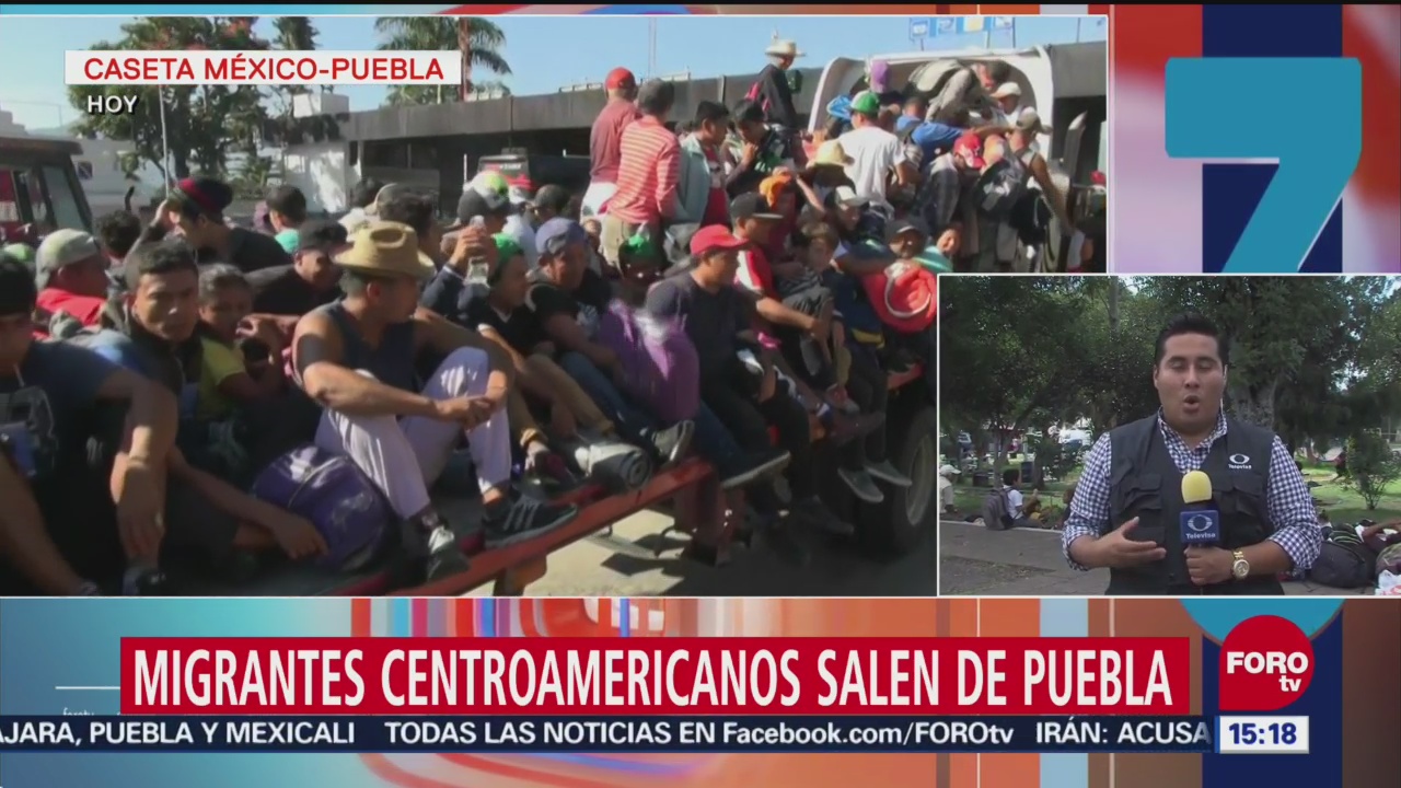 Migrantes centroamericanos salen de Puebla