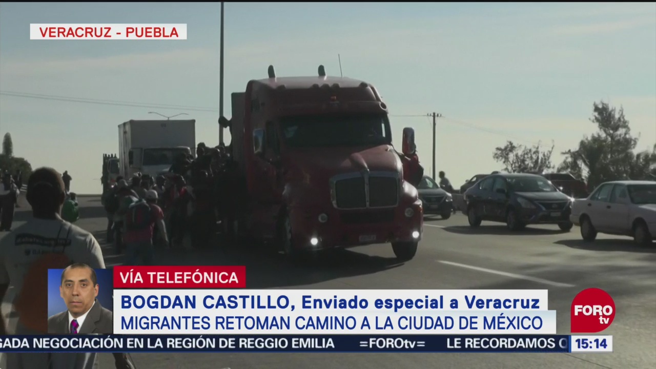 Migrantes centroamericanos salen de Veracruz hacia la CDMX