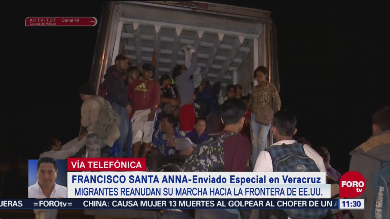 Migrantes llegan a Veracruz, procedentes de Matías Romero, Oaxaca