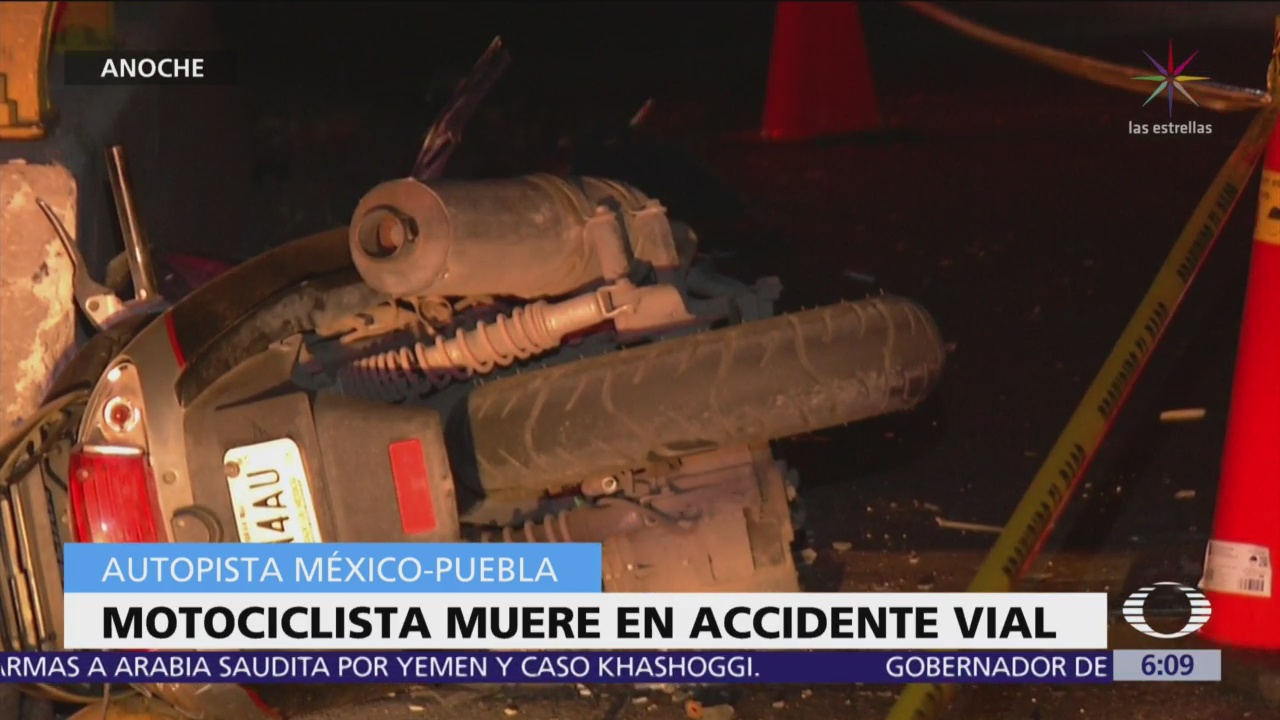 Muere hombre tras chocar motocicleta en la México-Puebla