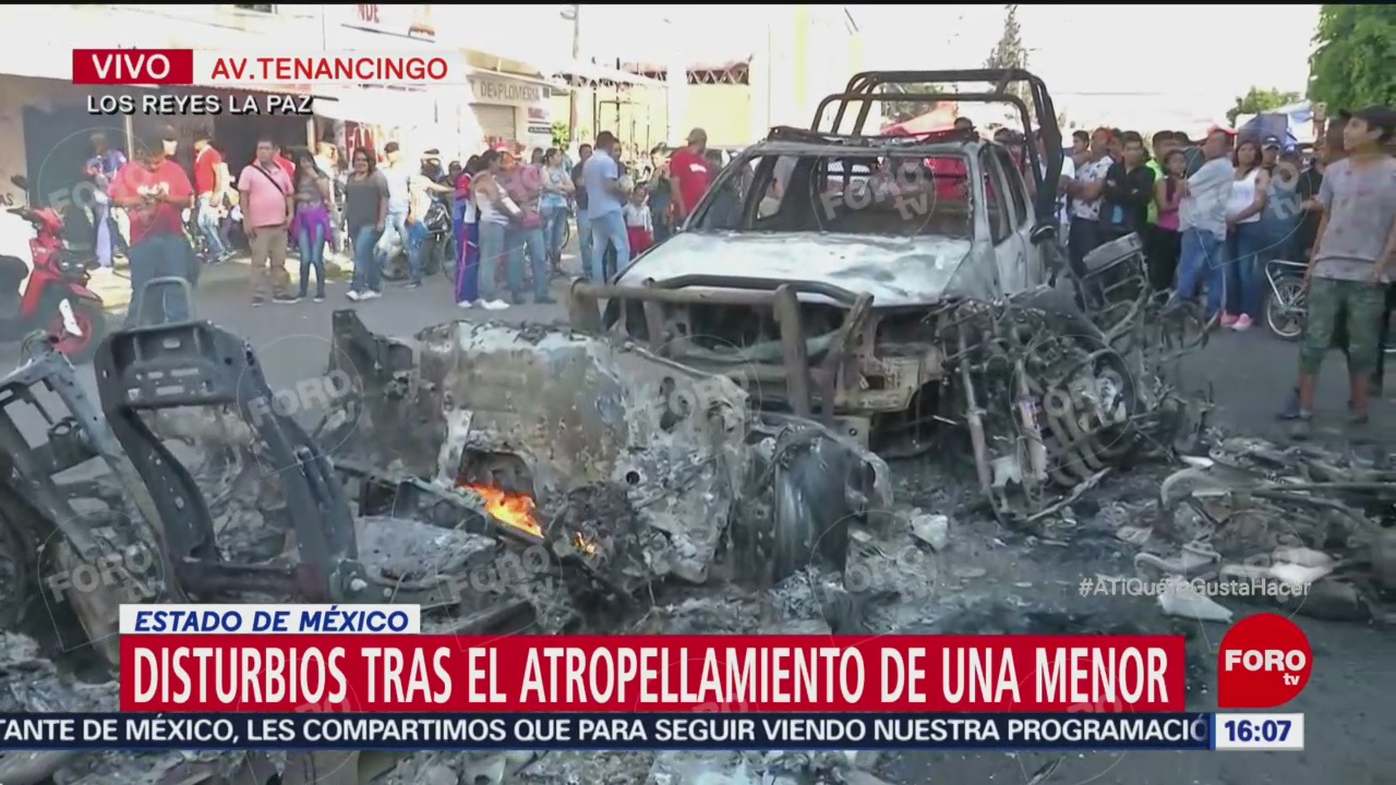 Muere menor atropellada en Los Reyes La Paz; incendian vehículos