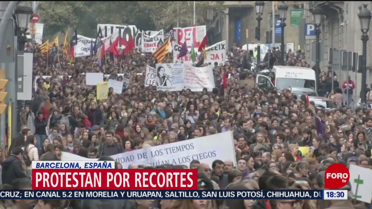 Protestan en Barcelona por recortes a los servicios públicos