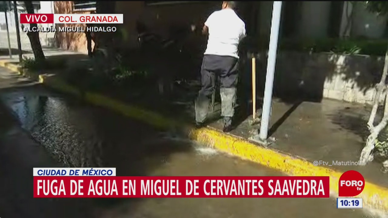 Reportan fuga de agua en la colonia Granada, Miguel Hidalgo