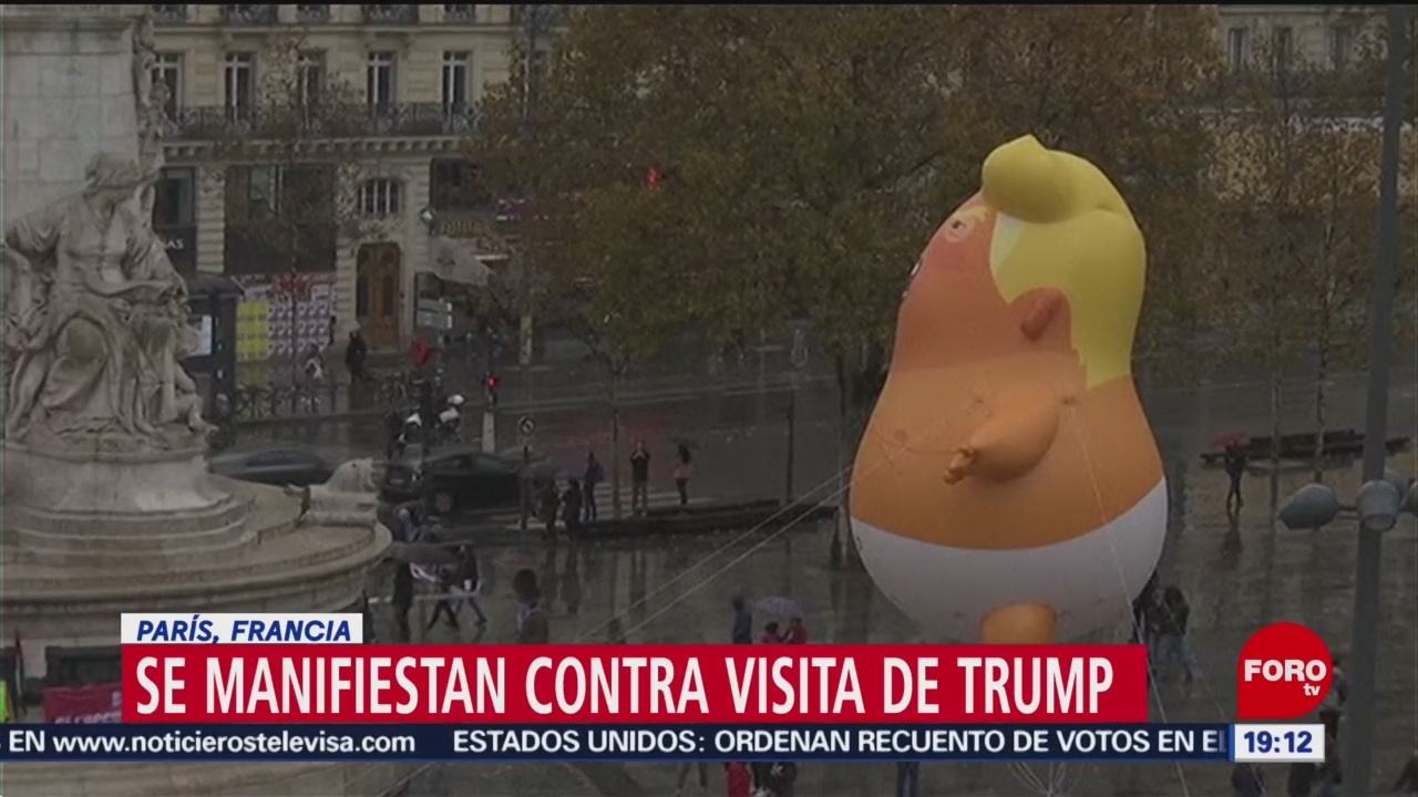 Se manifiestan contra visita de Trump en París, Francia