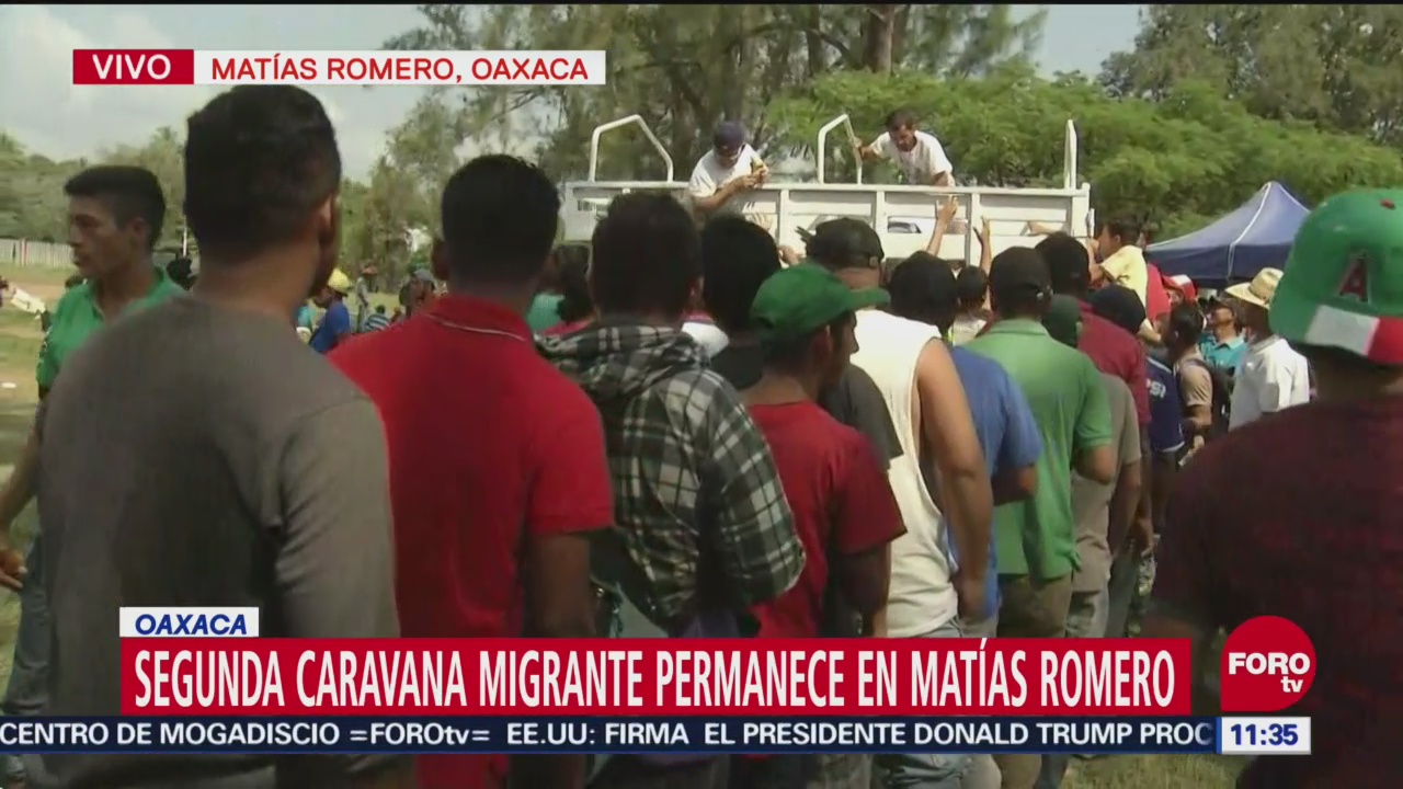Se mantiene estacionada la segunda caravana migrante en Oaxaca