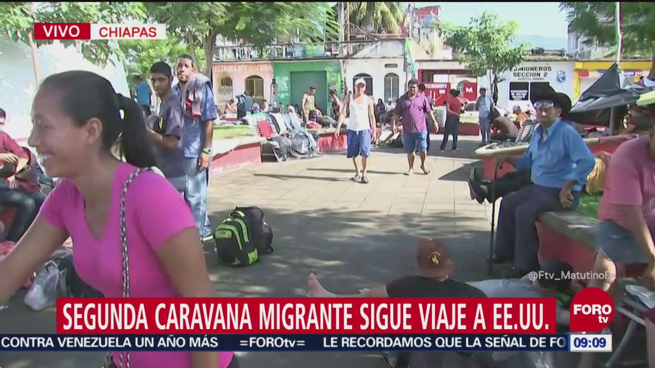 Segunda caravana migrante descansa en Huixtla, Chiapas