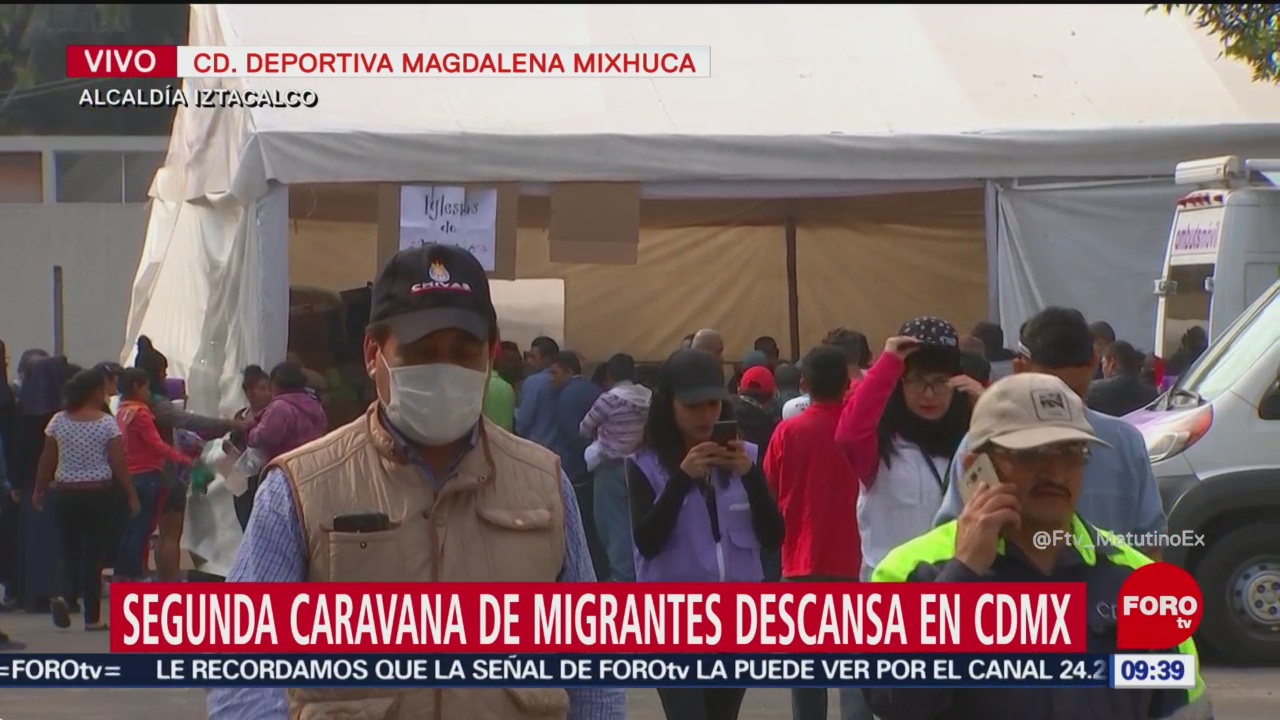 Segunda caravana migrante descansa en la CDMX