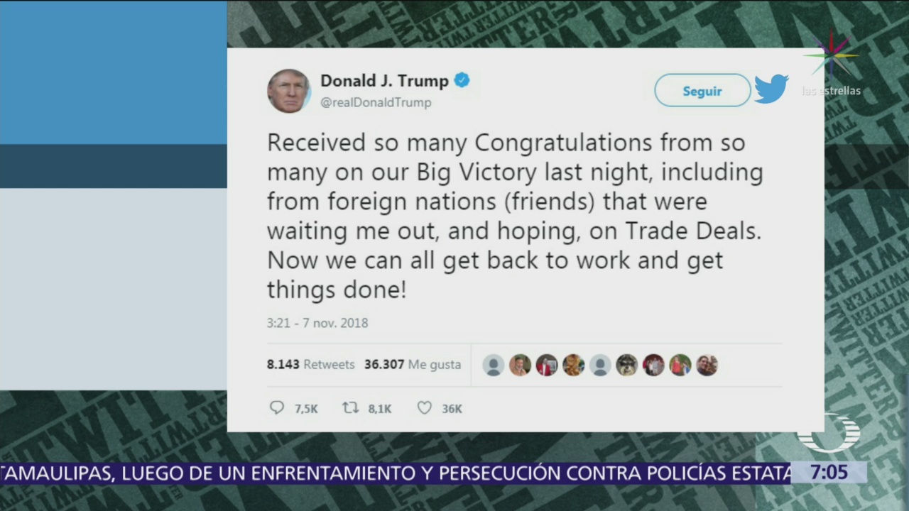 Trump afirma que las elecciones intermedias fueron su 'gran victoria'