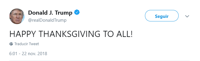 Trump felicita a estadounidenses en Twitter. (@realDonaldTrump)