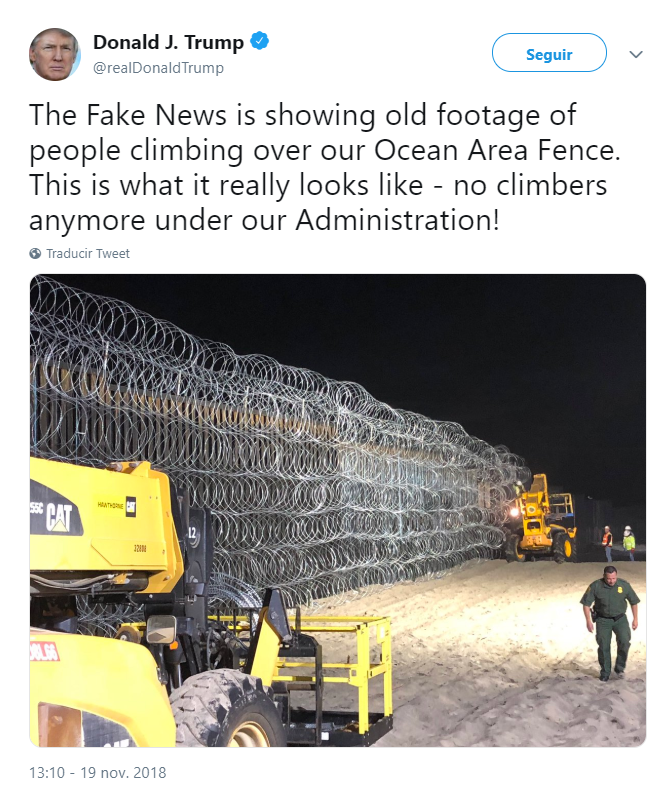 Trump publica tuit sobre la frontera con México. (@realDonaldTrump)