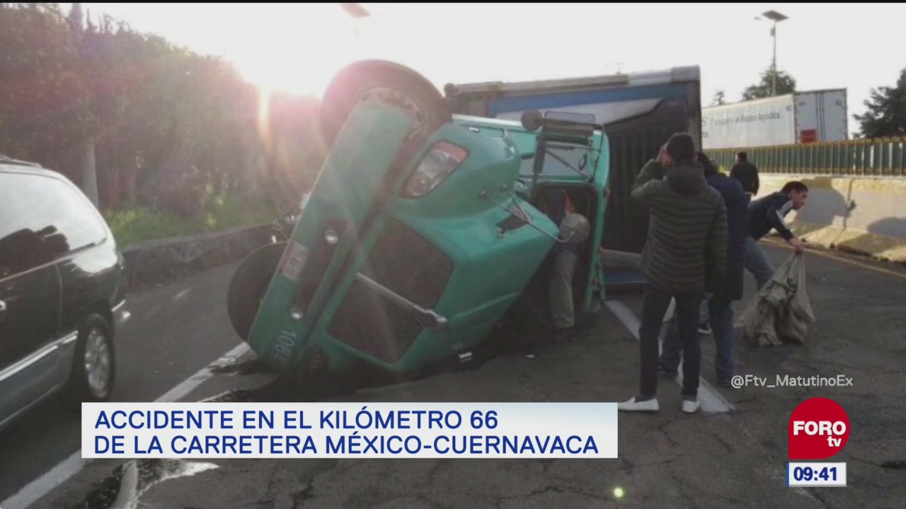 Vialidad afectada por accidente en la carretera México-Cuernavaca