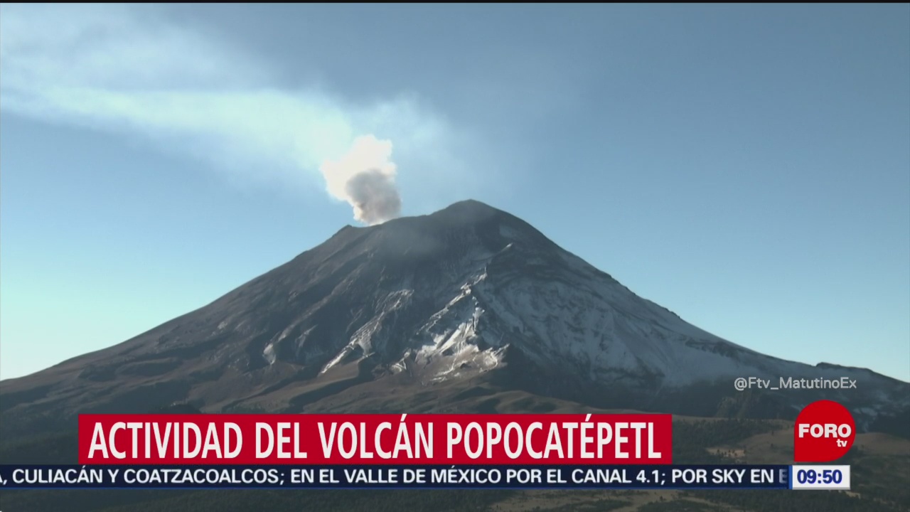 Volcán Popocatépetl registra emisión de vapor de agua
