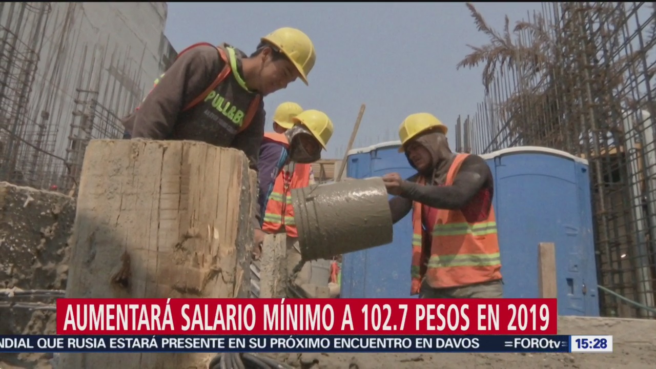 Aumentará salario mínimo a 102.7 pesos en 2019
