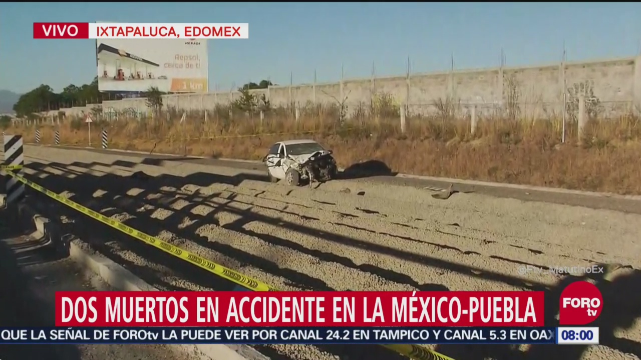 Accidente en la autopista México-Puebla deja 2 muertos