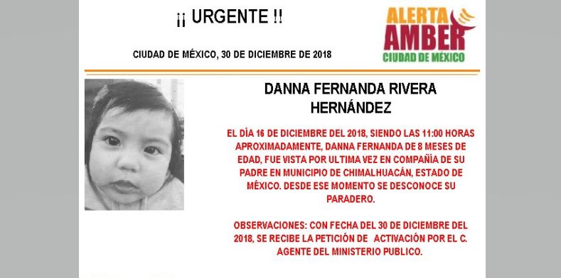 Alerta Amber para localizar a Danna Fernanda Rivera