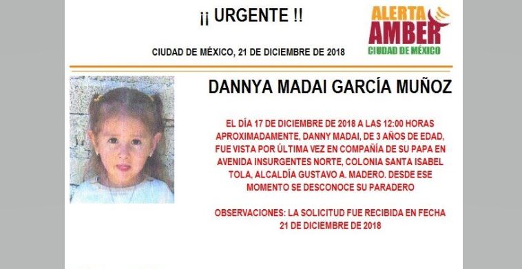Alerta Amber: Ayuda a localizar a Dannya Madai García Muñoz