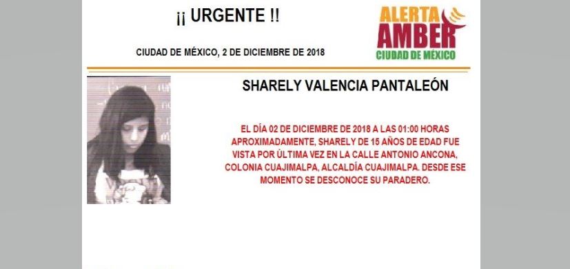 Alerta Amber: Ayuda a localizar a Sharely Valencia Pantaleón
