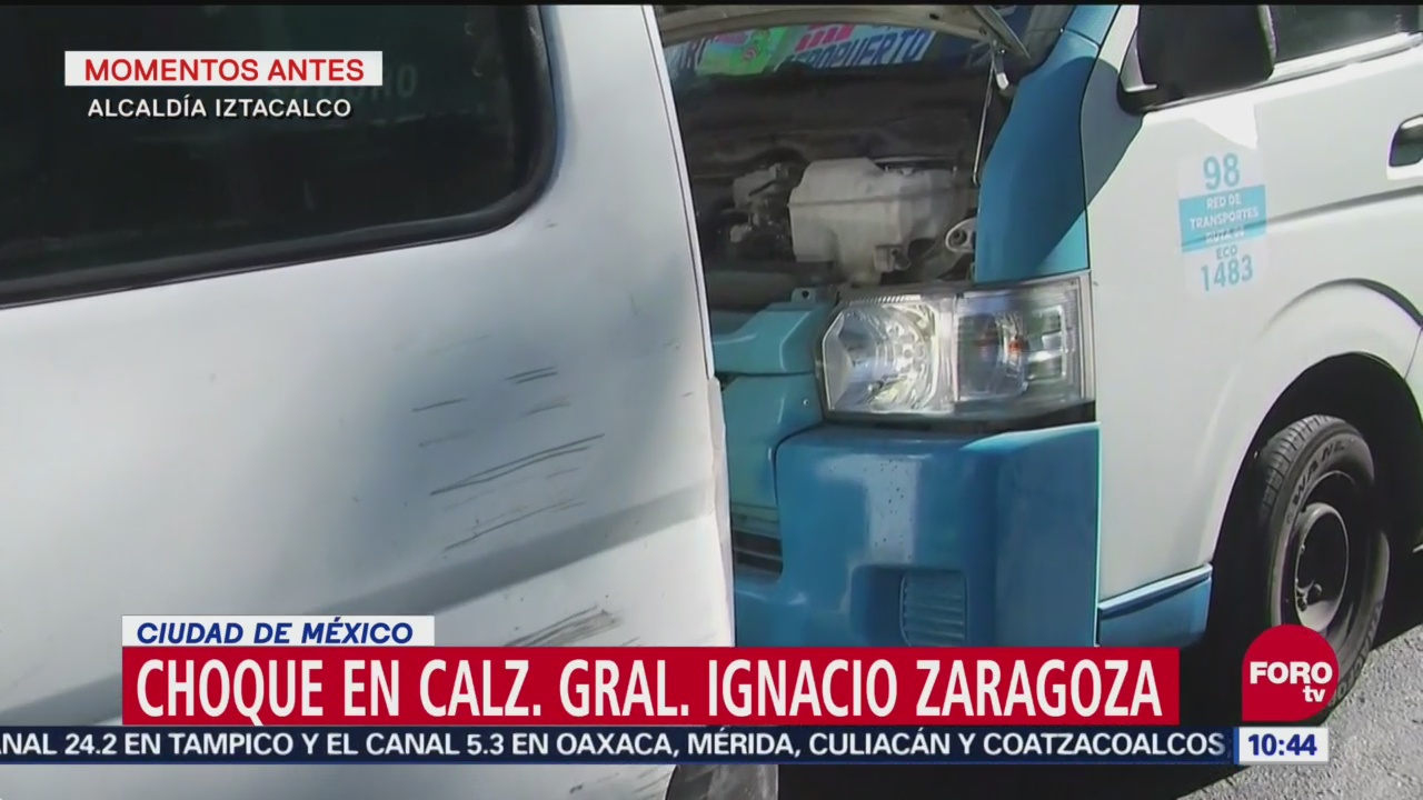 Choque de unidades de transporte público en Ignacio Zaragoza deja cuatro heridos