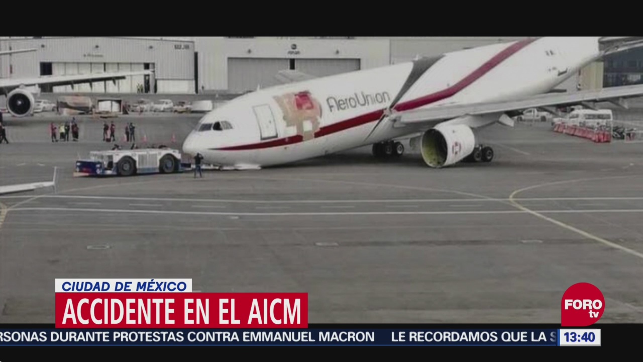 Colapsa tren de aterrizaje de un Airbus A-300 en el aeropuerto de la CDMX