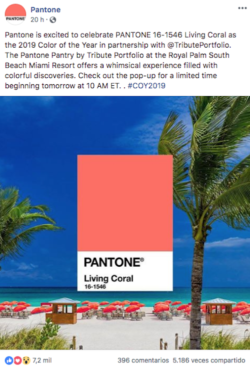 Color 2019 Living Coral Pantone Facebook