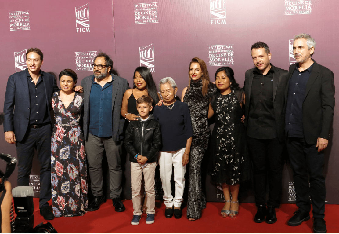 El elenco de Roma durante el Festival de Cine de Morelia. (AP) 