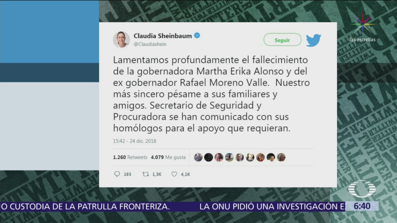 Gobernadores lamentan muerte de Martha Érika Alonso