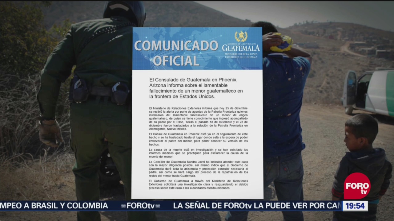 Guatemala Envía Nota Diplomática EU Muerte Menor