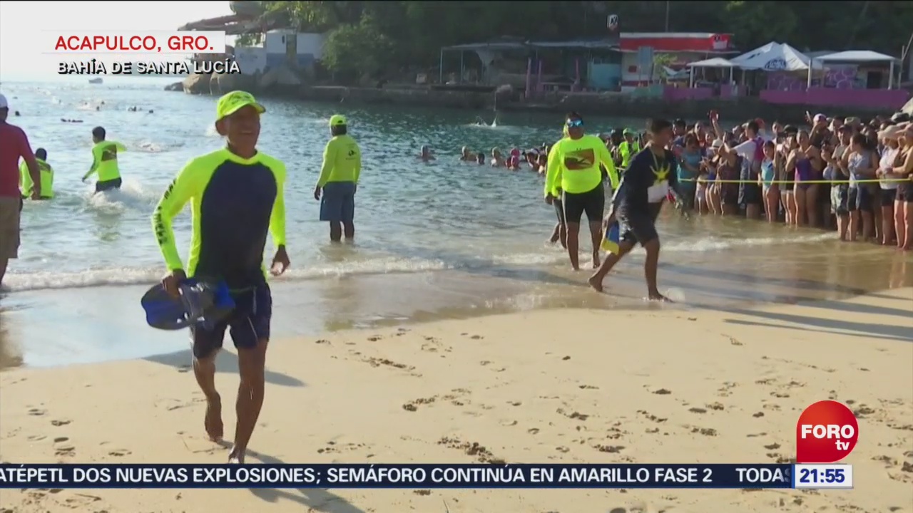 Miles de nadadores participan en Maratón de Aguas Abiertas en Acapulco, Miles de nadadores, Maratón de Aguas Abiertas, Acapulco, Sexagésimo Maratón Internacional de Aguas Abiertas, bahía de Santa Lucía,