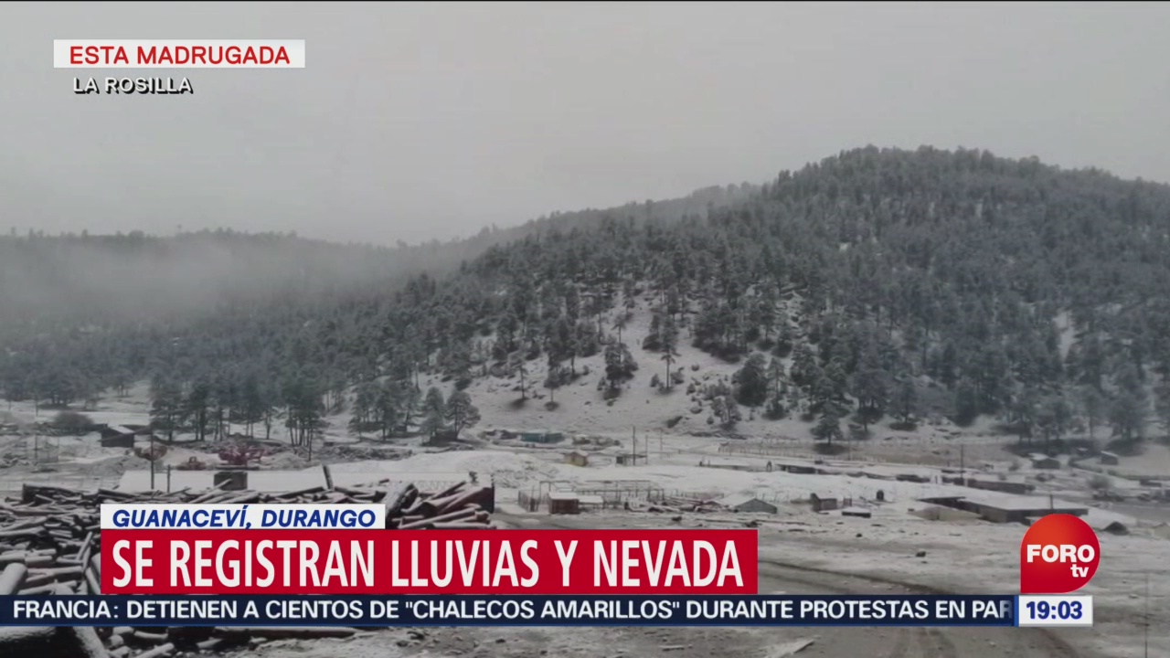 Nieva en la localidad de La Rosilla, municipio de Guanaceví, Durango