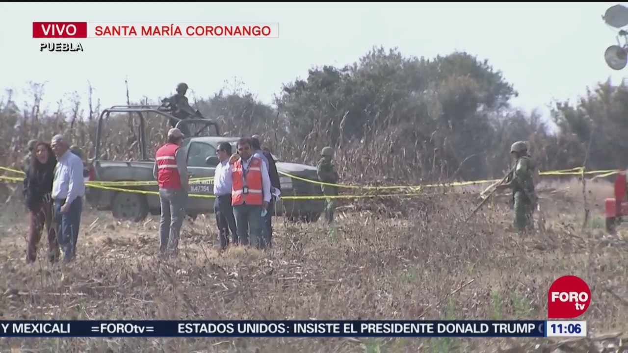 Llegan peritos canadienses al lugar del accidente aéreo en Puebla